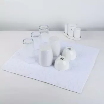 Коврик для сушки посуды «Папоротник», 3850 см, микрофибра, цвет белый