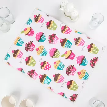 Коврик для сушки посуды Пирожные, 38*51 см, микрофибра