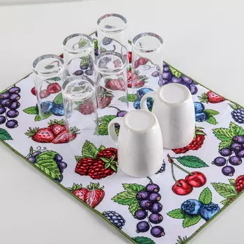 Коврик для сушки посуды «Ягоды», 3851 см, микрофибра