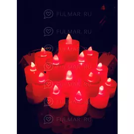 Красные светодиодные свечи со светящимся пламенем LED 24 штуки Красное свечение