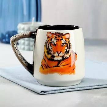 Кружка Треуголка, деколь тигр, цветная, 0.4 л