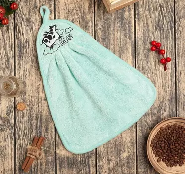 Кухонное полотенце Dream Корова, микрофибра цвет: мятный