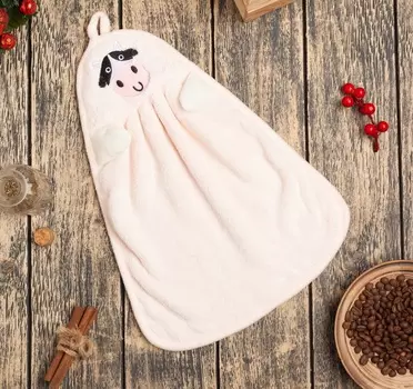 Кухонное полотенце "Мууу Корова" 23х36 см, микрофибра цвет: персиковый