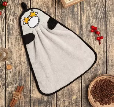 Кухонное полотенце "Звездочка Корова" 23х36 см, микрофибра цвет:бежевый-черный