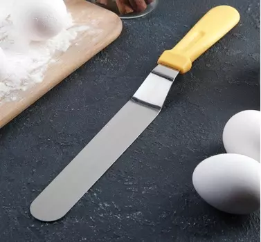 Лопатка-палетка с деревянной ручкой, изогнутая, 32 см, рабочая поверхность 19,5 см