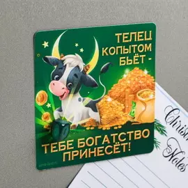 Магнит с камнем "Камень богатства", 8 х 8 см Бык с рогами новогодний 2021