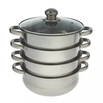 Мантоварка-пароварка стальная диаметр 24 см 4 уровня, нижний уровень 3,6 л