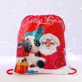 Мешок под сладости 350х300 мм «С новым годом», красный