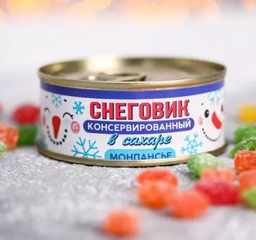 Монпансье в консервной банке «Снеговик», 65 г