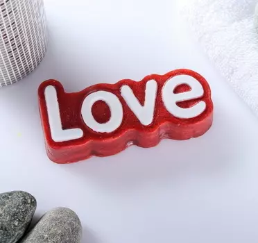 Мыло фигурное Love 80гр цвет: красный с блёстками