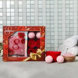 Набор "8 Марта", соль для ванн, мыльные лепестки