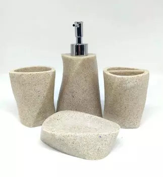 Набор аксессуаров для ванной комнаты, 4 предмета, «Камень»