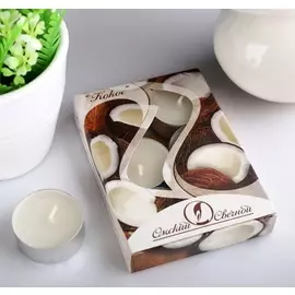 Набор чайных свечей ароматизированных «Кокос», 12 г, 6 штук