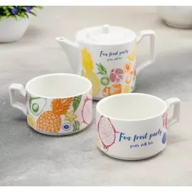 Набор чайный «Фрэш», 3 предмета: чайник 480 мл, 1599 см, 2 кружки 280 мл