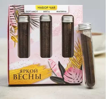 Набор чая в колбах «Яркой весны»: бергамот, мята, малина, 126 г (42 г * 3 шт.)