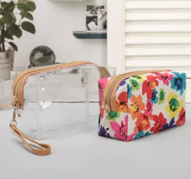 Набор косметичек 2 в 1, отдел на молнии, цвет белый "Поляна цветов"