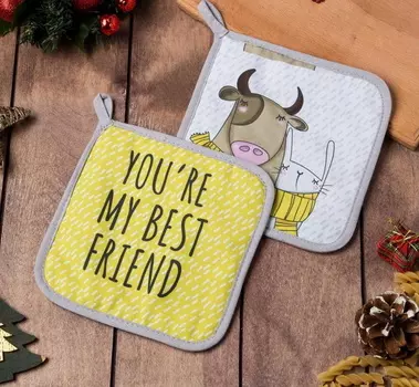 Набор кухонный "My best friend" прихватка 17х17 2штуки