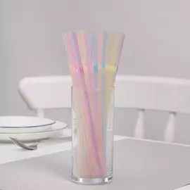 Набор одноразовых трубочек для коктейля 5*210 мм, неоновые, с гофрой, 100 штук