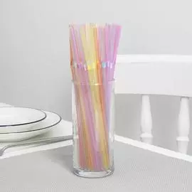 Набор одноразовых трубочек для коктейля 5*210 мм, с гофрой, флуоресцентные, 50 шт/уп