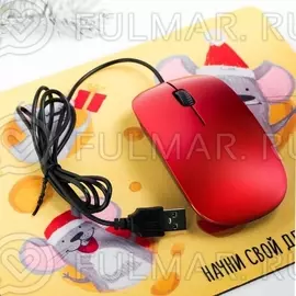 Набор подарочный новогодний символ 2020 Мышь, 2 предмета: коврик для мыши, мышь компьютерная