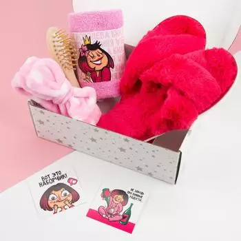 Набор подарочный "Просто богиня" Повязка, Полотенце, Расчёска, Тапочки