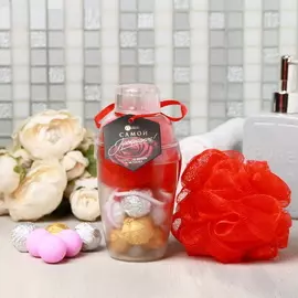 Набор "Самой прекрасной", соль для ванн 8 шт. по 10 г., мочалка