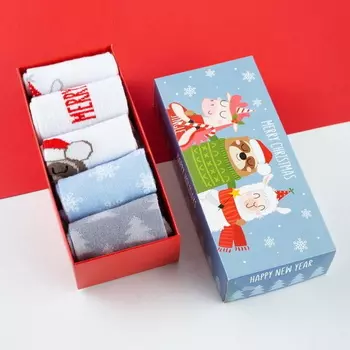 Набор женских носков "Merry Chistmas" р. 36-40 (23-25 см), 5 пар