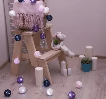 Ночник гирлянда Клубки шарики кофейные d-6 см, 5 м