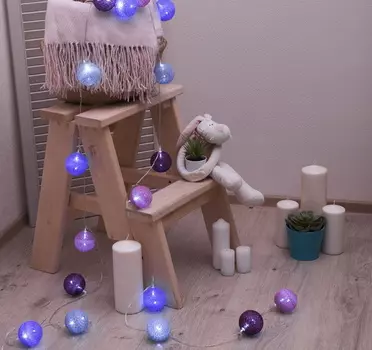 Ночник гирлянда Клубки шарики Пурпурные d-6 см, 5 м