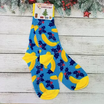 Носки новогодние Бананы синие