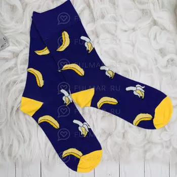 Носки прикольные Бананы цвет: синий