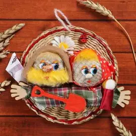 Оберег панно домовые неразлучники 10х11х3 см