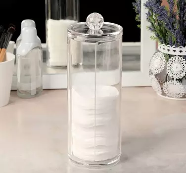 Органайзер для хранения ватных дисков, с крышкой, 7 20 см, цвет прозрачный