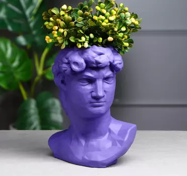 Органайзер-кашпо "Голова Давида", сиреневый, 26 см