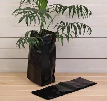 Пакет для рассады, 8 л, 15*43 см, с перфорацией, толщина 100 мкм, 10 шт, чёрный