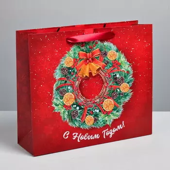 Пакет ламинированный вертикальный «Новогодний венок», 8 23 27 см