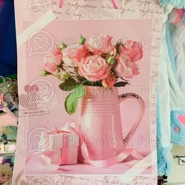 Пакет подарочный бумажный 32х44х11 см Розовые розы