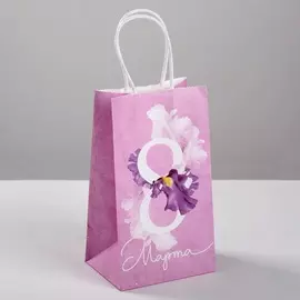 Пакет подарочный крафт 8 Марта, 12 21 9 см