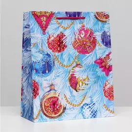 Пакет подарочный новогодний «Зимняя Сказка», 26 х 32 х 12 см Голубой