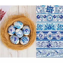 Пасхальная термоусадочная плёнка "Гжель" на 6 яиц
