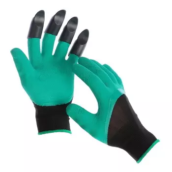 Перчатки с когтями нейлоновые садовые для левшей, с латексной пропиткой, зелёные