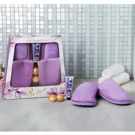 Подарочный набор "8 Марта", тапочки 37-38 р., соль для ванн 2 шт., крем для рук