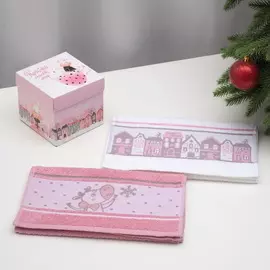 Подарочный набор махровых полотенец "С новым годом" 30х70 см 2 шт, 100% хлопок