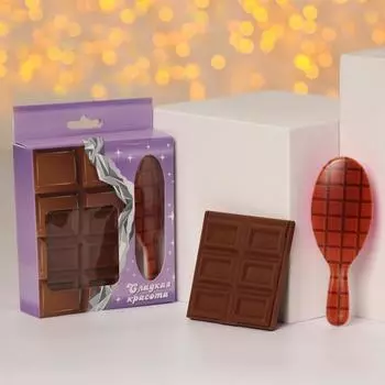 Подарочный набор «Молочный шоколад», 2 предмета: зеркало, массажная расчёска