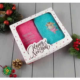 Подарочный набор полотенец "Пусть сбудутся мечты" 30х60 см-2шт, 100% хлопок