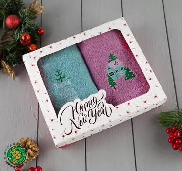 Подарочный набор полотенец "Тепла и уюта" 30х60 см-2шт, 100% хлопок