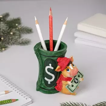 Подставка для карандашей "Долларовый бычок" сувенир новогодний 2021