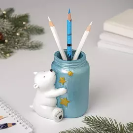 Подставка для карандашей "Мишка с баночкой"