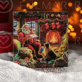 Подставка под горячее Дед мороз у камина 13,5 см 13,5 см 0,6 см