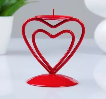 Подсвечник гламур красный 10,2 см х 9 см х 9 см